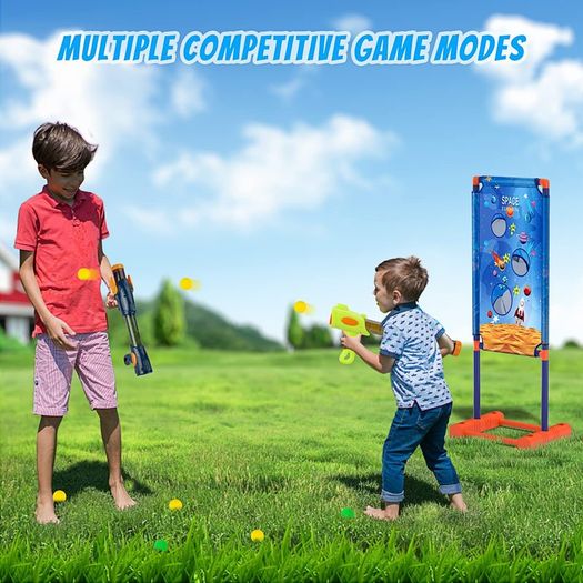 Shooting Games Toy for Kids, Moving Shooting Targets Kids Games with 2 Popper Air Guns and 40 Foam Bullets Outdoor Garden Toys for Age 3 4 5 6 7 8 9 10+ Years Old Kids Boys Girls (110 x 42cm)