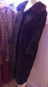 As New!! 1950s Vintage Wool Winter Astrakhan Swing Coat