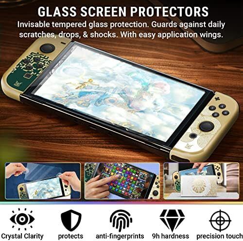 Accessory Bundle kit for Nintendo Switch Oled Accessories Essentials Pack Case and Screen Protector Comfort Grip Cover Headphones charger cable Games holder