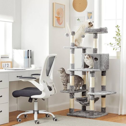 FREE EXPRESS SHIPPING Cat Tree, Cat Condo with Hammock, Perch, Cat Tower, Light Grey