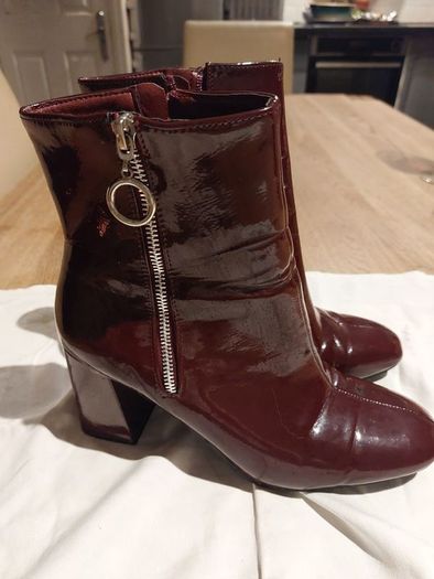 Burgundy Patent Boots