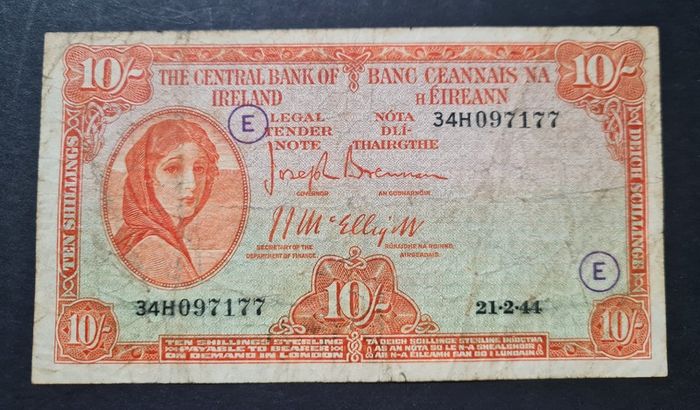 1944 Lady Lavery 10 Shilling Banknote
