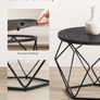 Round Coffee Table, Set of 2, Side Table, Sofa End Table, Modern Style, Removable Top, Steel Frame, for Living Room, Black Image 10