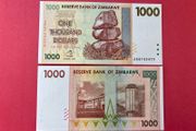 Zimbabwe  1,000 Dollars  2007 . Pick  71a  VERIFIED UNDER UV LIGHT .( Uncirculated )