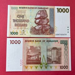 Zimbabwe  1,000 Dollars  2007 . Pick  71a  VERIFIED UNDER UV LIGHT .( Uncirculated )