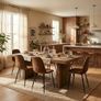 Set of 6, Upholstered Kitchen & Dining Room Chairs with Comfortable Padded Seat (Faux Suede, Brown) Image 4