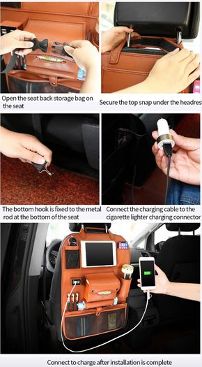 New Car Seat Organizer Back Seat Bag 4 USB Charge Storage Bag Holder Travel Multi-function Pocket Stowing Tidying Car Organizer