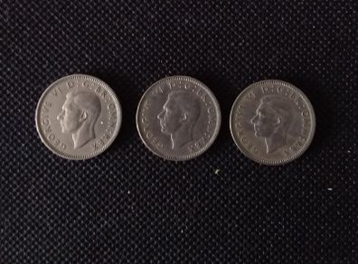 Collection of George VI - Pre-Decimal English One Schilling Coins (3)