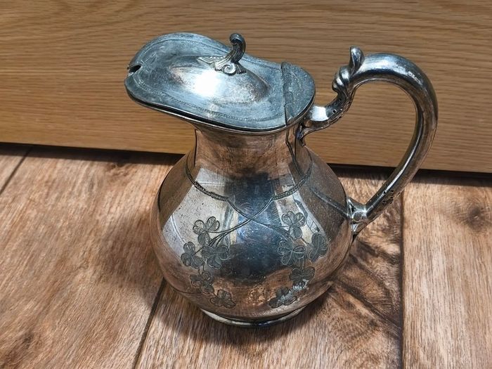 Silver Plated Teapot Vintage Engraved Floral Antique Rustic Decor Victorian Jug Coffee Pot