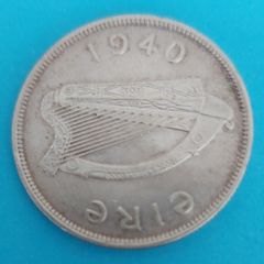 Ireland 1940 Harp Half Crown in  Extremely Fine condition