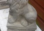 handcrafted concrete lions