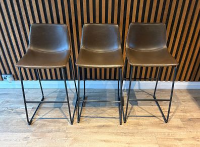 3 x Williston Forge Williams Faux Leather Bar Stools  Excellent Condition