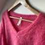 Mohair fuchsia pink oversized v neck sweater Italian brand Tensione In Image 2