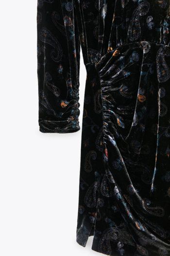ZARA PRINTED VELVET Short dress with high collar