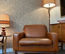 Vintage Retro Mid Century Danish Tan Leather Armchair