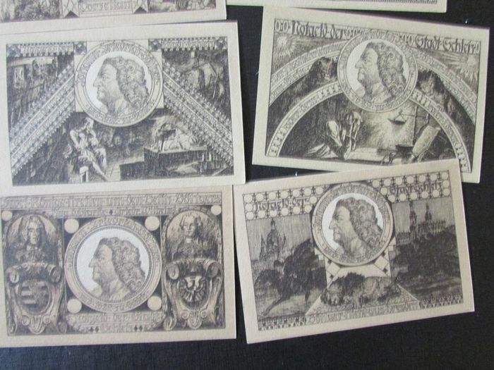 Germany 1921.City of Schleiz.Eight Emergency Banknotes.Notegeld.Complete set.