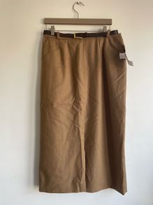 Brendella wool brown belted skirt fully lined size 16
