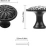16Pcs Black Cabinet Door Handle, Round Drawer Knobs, Single Hole Cupboard Handle, Mushroom Drawer Handle 30MM Aluminum Alloy Flower Pattern Handle with Screws (FREE POSTAGE) Image 2