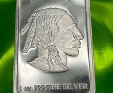 1oz Fine 999 Silver Bullion Indian/Buffalo Bar.