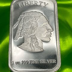 1oz Fine 999 Silver Bullion Indian/Buffalo Bar.