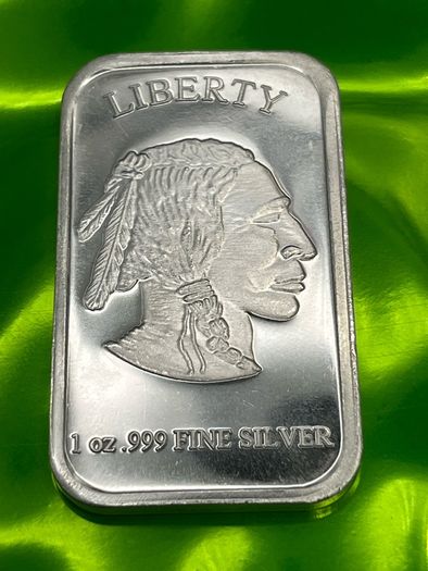 1oz Fine 999 Silver Bullion Indian/Buffalo Bar.