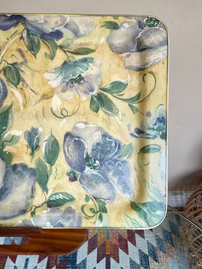 Retro Arnold Designs Floral Fiberglass Large Tray