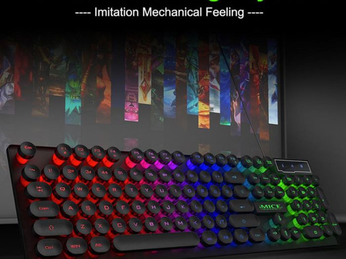 New iMICE AK-800 USB Wired LED Backlit Suspended Round Cap Gaming Keyboard.