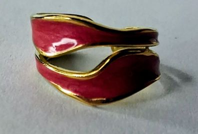 Double Layer Geometric Red & Gold Open Ring