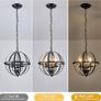 Pendant Light Industrial Globe Pendant Lighting Vintage Chandelier Spherical Hanging Ceiling Fixture for Kitchen Island Dining Table Farmhouse E14 Black 3 Light Image 4