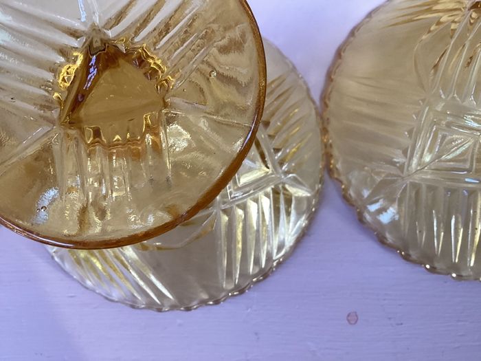 Vintage Amber Depression Glass Dessert Bowls - Set of 6 (1930s Sherbet Dishes)