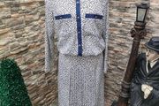 Vintage 80s J Michaels White Navy Occasion dress Postage Included