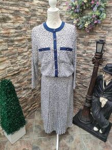 Vintage 80s J Michaels White Navy Occasion dress Postage Included