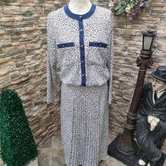 Vintage 80s J Michaels White Navy Occasion dress Postage Included