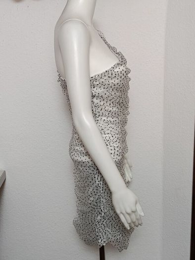 Missquided white/black dot mini dress