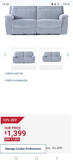 3 Seater Grey Electric reclining Sofa