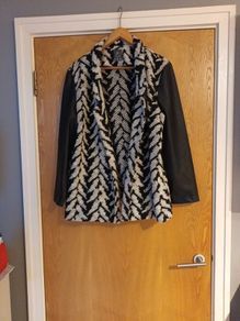 Primark Long  Wool / Faux Leather Sleeves. Jacket. S.18 (16).