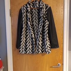 Primark Long  Wool / Faux Leather Sleeves. Jacket. S.18 (16).