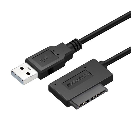 USB 2.0 to Slimline SATA (7+6) 13Pin Laptop/Notebook CD/DVD Drive Convertor Adapter Cable (Brand New/Warranty)