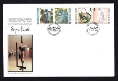 1993 Isle of Man Europa Contemporary Art Commemorative Stamps Addressed First Day Cover (FDC)