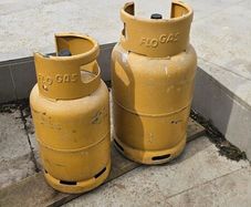 2 empty flogas butane cylinders