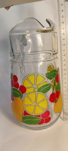 Vintage 1960's fruit print glasses and jug.