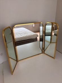 Brass/Gold Modern Vanity Tri-Fold Mirror