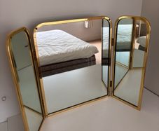 Brass/Gold Modern Vanity Tri-Fold Mirror