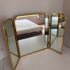 Brass/Gold Modern Vanity Tri-Fold Mirror