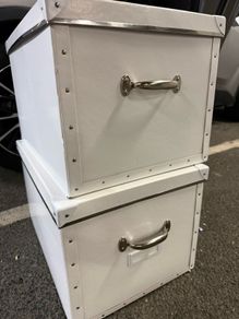 Set of 2 IKEA FJALLA large Storage Boxes with Lids-White