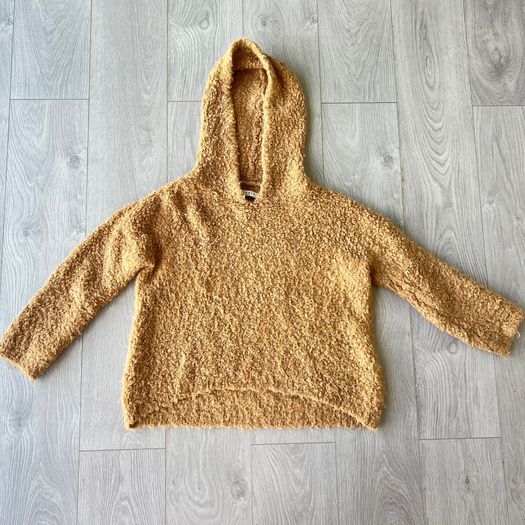Sandro Paris Mohair Wool Blend Hooded Jumper Camel One Size