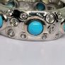 Arizona Sleeping Beauty Turquoise & Natural Zircon Band Ring in Platinum Overlay Sterling Silver. Image 7