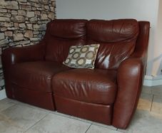2 seater reclining leather sofa