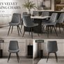 Set of 6 Grey Velvet Dining Chairs Image 2