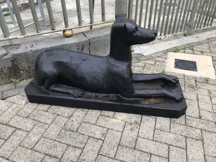 Pair of cast iron dog statues